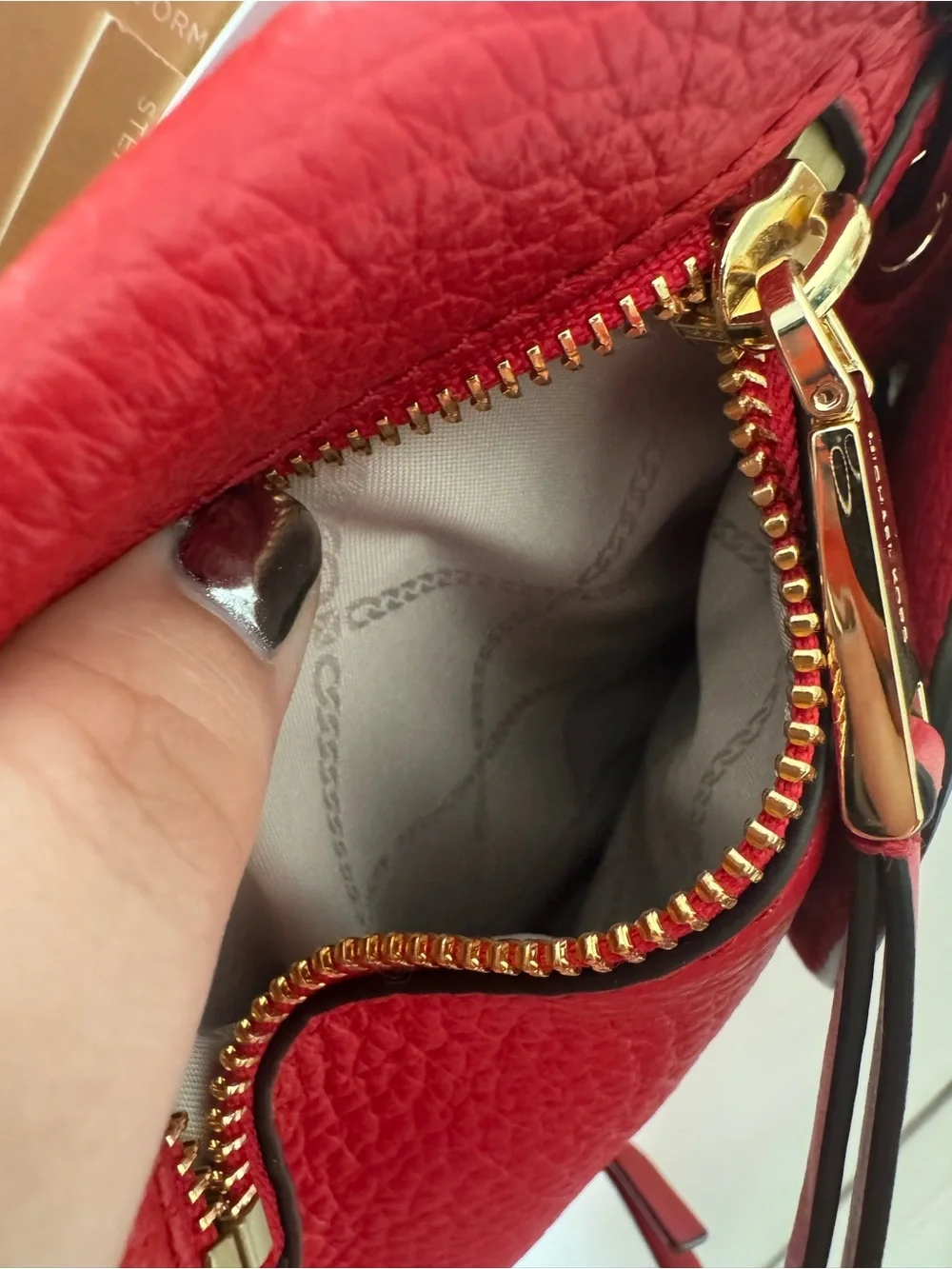Michael Kors Red Pebbled Leather Mini Backpack with Gold Hardware
